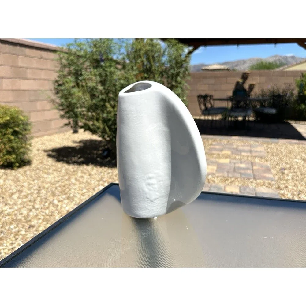 Mikasa Abstract White Art ceramic Raised Face Flower Vase Sticking Out Tongue